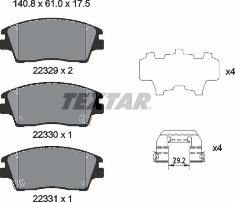 фото Textar 2232901 Колодки тормозные дисковые | перед | Textar 2232901 Колодки тормозные дисковые | перед |