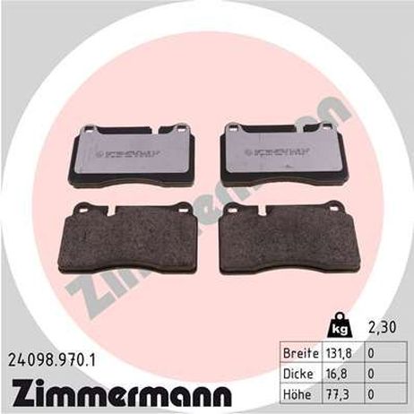Zimmermann 24098.970.1 Brake Pad Set | перед |