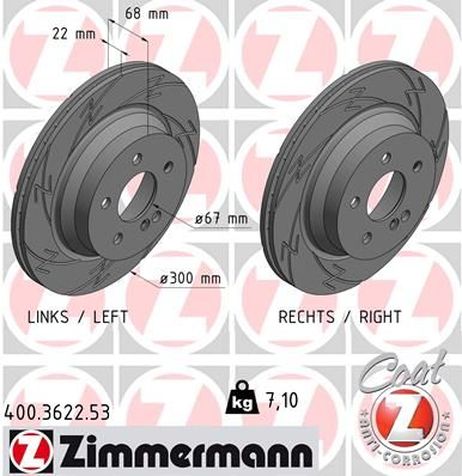 Zimmermann 400.3622.53 Brake Disc | зад |