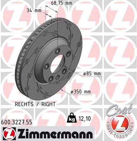 Zimmermann 600.3227.55 Brake Disc | перед |