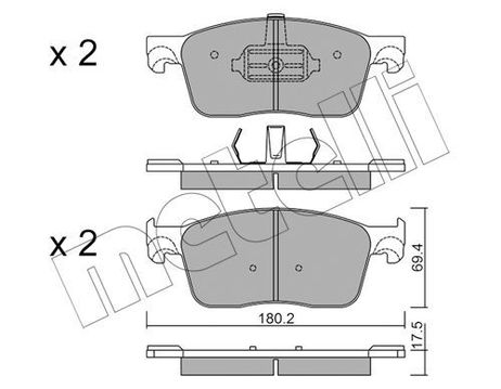Metelli 22-1107-0 Brake Pad Set | перед |