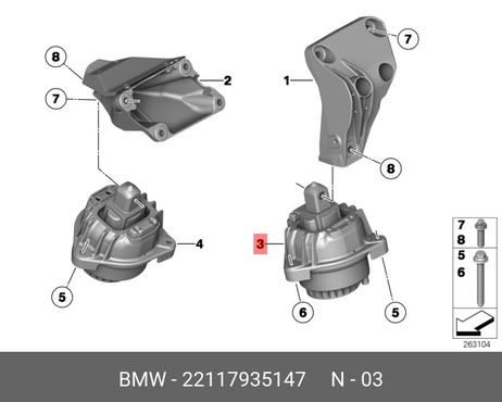 фото BMW 22117935147 Подушка крепления двигателя л BMW 22117935147 Подушка крепления двигателя л