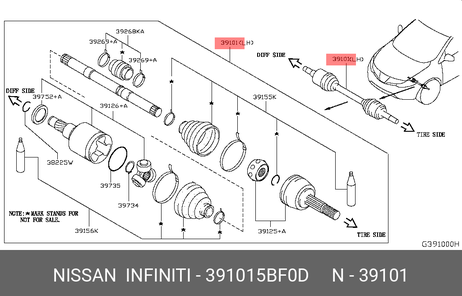 фото Nissan 39101-5BF0D Привод в сборе | перед | Nissan 39101-5BF0D Привод в сборе | перед |