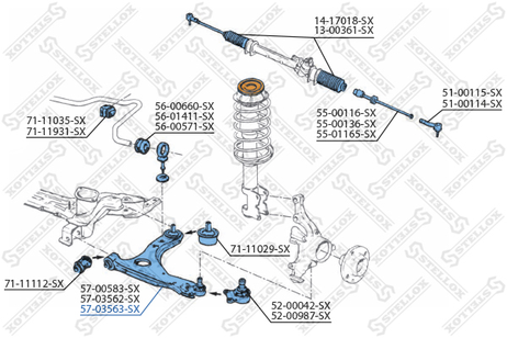 фото Stellox 57-03563-SX Рычаг нижн. п. VW Golf/Vento 2.0 16V 91> | перед прав | Stellox 57-03563-SX Рычаг нижн. п. VW Golf/Vento 2.0 16V 91> | перед прав |