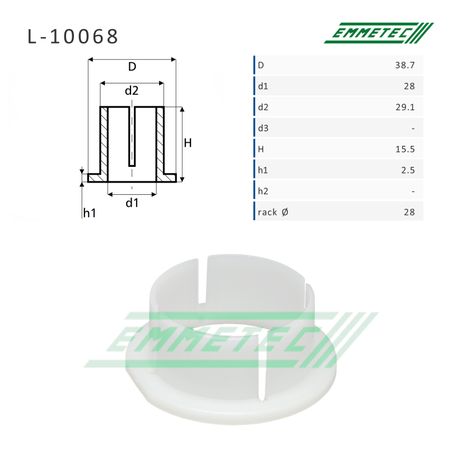 Emmetec L-10068 Втулка уплотнительная на вал диаметром 28мм (zf)