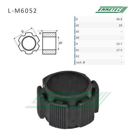 Emmetec L-M6052 Втулка рулевой рейки Mercedes a w169 2004-, Mercedes b w245 2005-2011, MIni Cooper II 2006-