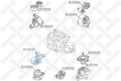 фото Stellox 25-17219-SX Подушка двигателя | перед | Stellox 25-17219-SX Подушка двигателя | перед |