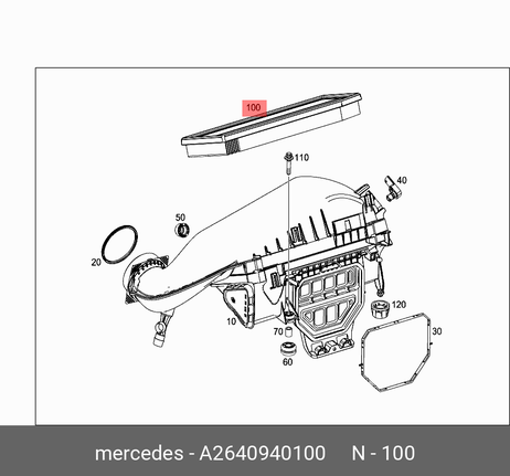 фото Mercedes A 264 094 01 00 Фильтр воздушный Mercedes A 264 094 01 00 Фильтр воздушный