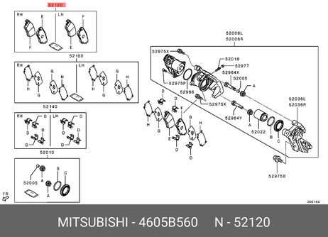 фото Mitsubishi 4605B560 Колодки тормозные дисковые | зад | Mitsubishi 4605B560 Колодки тормозные дисковые | зад |