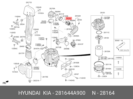 фото Hyundai/Kia 28164-4A900 Датчик расхода воздуха (дмрв) Hyundai/Kia 28164-4A900 Датчик расхода воздуха (дмрв)