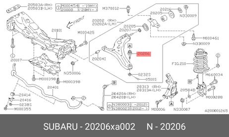 фото Subaru 20206XA002 Опора шаровая | перед | Subaru 20206XA002 Опора шаровая | перед |
