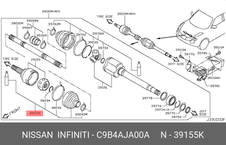 фото Nissan C9B4A-JA00A пыльник шрус Nissan C9B4A-JA00A пыльник шрус