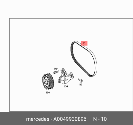 фото Mercedes A0049930896 Ремень поликлиновый Mercedes A0049930896 Ремень поликлиновый