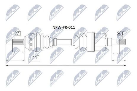 NTY NPW-FR-011 NTY полуось | перед лев |