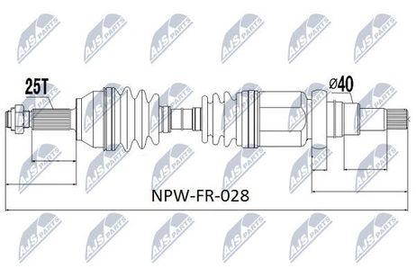 NTY NPW-FR-028 NTY полуось | перед прав |