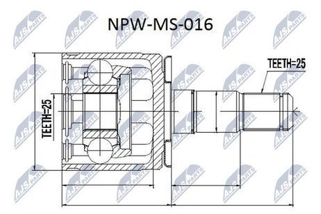 NTY NPW-MS-016 NTY шрус наружный | перед лев |