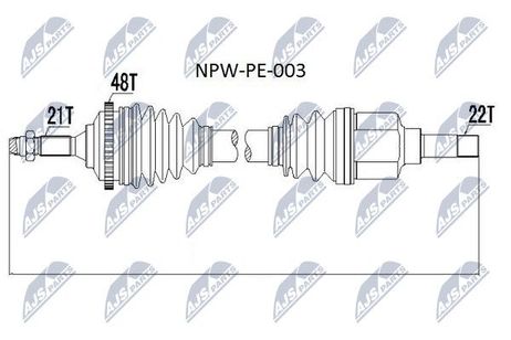 NTY NPW-PE-003 NTY полуось | перед лев |