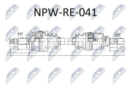 NTY NPW-RE-041 NTY полуось | перед лев |