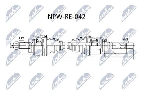 NTY NPW-RE-042 NTY полуось | перед прав |