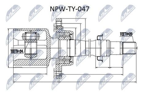 NTY NPW-TY-047 NTY шрус наружный | перед прав |