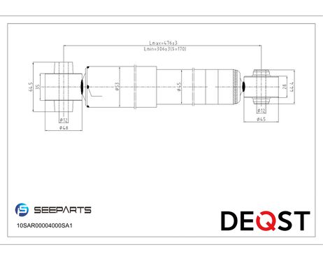 фото Deqst 10SAR00004000 Амортизатор газ. задн. Nissan Qashqai 06- Deqst 10SAR00004000 Амортизатор газ. задн. Nissan Qashqai 06-