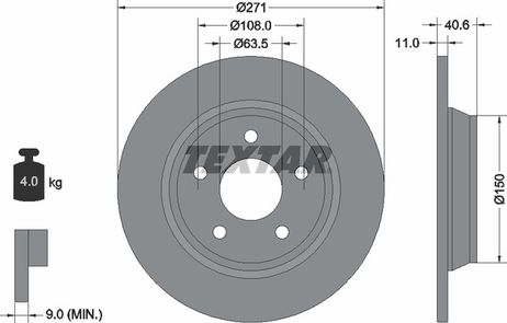 фото Textar 92303503 Диск тормозной с покрытием PRO | зад | Textar 92303503 Диск тормозной с покрытием PRO | зад |