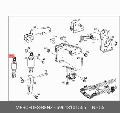 фото Mercedes A9613101555 Амортизатор подвески кабины Mercedes A9613101555 Амортизатор подвески кабины