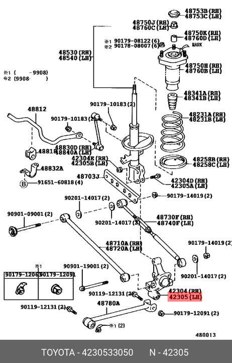 фото Toyota 42305-33050 Цапфа задн | зад | Toyota 42305-33050 Цапфа задн | зад |