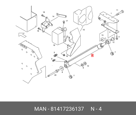 фото MAN 81417236137 Цилиндр устр-ва опрокид.кабины HCV MAN 81417236137 Цилиндр устр-ва опрокид.кабины HCV