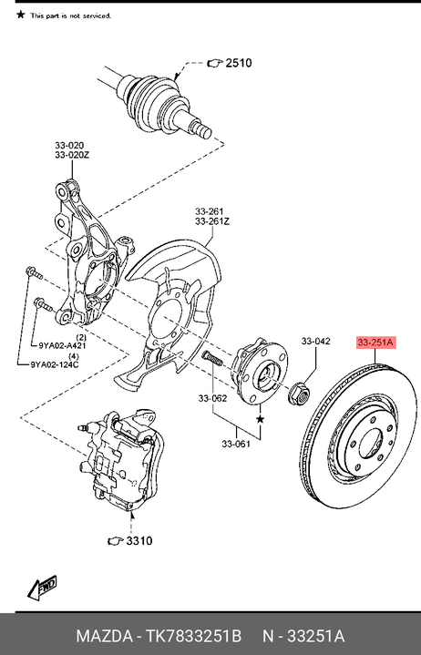 фото Mazda TK7833251B Диск тормозной перед | перед | Mazda TK7833251B Диск тормозной перед | перед |