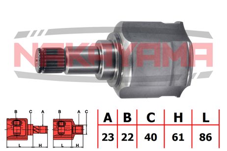 фото Nakayama NJ7023NY Шрус внутр. к-кт ford fiesta 95-01 (23x22x147x40) Nakayama NJ7023NY Шрус внутр. к-кт ford fiesta 95-01 (23x22x147x40)