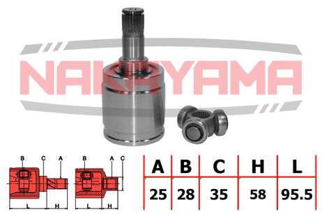 фото Nakayama NJ7122NY Шрус внутр-й к-кт левый honda civic eu/ep/es 01-06 (25x28x153.5x35) Nakayama NJ7122NY Шрус внутр-й к-кт левый honda civic eu/ep/es 01-06 (25x28x153.5x35)