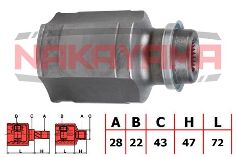 фото Nakayama NJ7143NY Шрус внутр-й к-кт правый mazda 323 BA 94-98, xedos-6 CA 92- Nakayama NJ7143NY Шрус внутр-й к-кт правый mazda 323 BA 94-98, xedos-6 CA 92-
