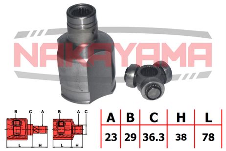 фото Nakayama NJ7269NY Шрус внутр. к-кт mitsubishi carisma (da) 95-03 (29x36.3x23) Nakayama NJ7269NY Шрус внутр. к-кт mitsubishi carisma (da) 95-03 (29x36.3x23)
