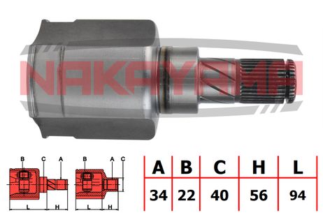 фото Nakayama NJ7781NY Шрус внутр. к-кт ford focus CDH 12-14, focus III CB8 11-14 (34x22x150x Nakayama NJ7781NY Шрус внутр. к-кт ford focus CDH 12-14, focus III CB8 11-14 (34x22x150x