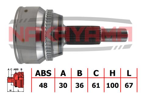 фото Nakayama NJ830NY Шрус внешн. к-кт toyota avensis 05-08, corolla verso 05-09 (30x36x166. Nakayama NJ830NY Шрус внешн. к-кт toyota avensis 05-08, corolla verso 05-09 (30x36x166.