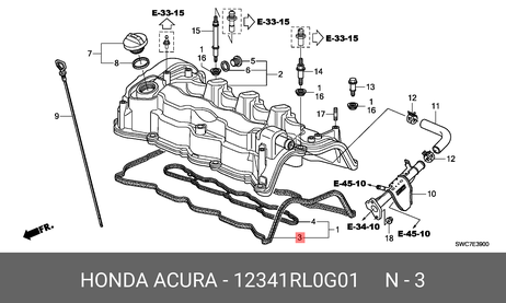 фото Honda 12341-RL0-G01 Прокладка клапанной крышки Honda 12341-RL0-G01 Прокладка клапанной крышки
