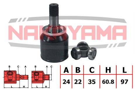 фото Nakayama NJ7038NY Шрус внутр. к-кт lada samara (2108, 2109) 88-, lada 110 95- (24x22x157.8x35) Nakayama NJ7038NY Шрус внутр. к-кт lada samara (2108, 2109) 88-, lada 110 95- (24x22x157.8x35)