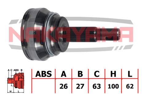 Nakayama NJ943NY Шрус внешн. к-кт toyota RAV 4 II (a20) 2.0 d-4d 4WD [1cd-ftv] 116 HP 01-05 (26x27x162x63)