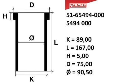 фото YENMAK 5165494000 Гильза цилиндра Ford Mondeo 2.0tdci =86mm YENMAK 5165494000 Гильза цилиндра Ford Mondeo 2.0tdci =86mm