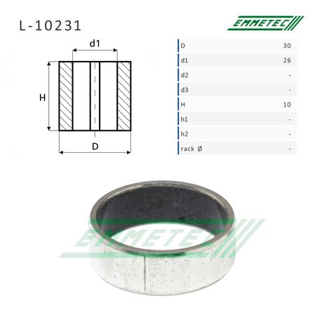 Emmetec L-10231 Втулка рулевой рейки 26x30x10 бронзовая