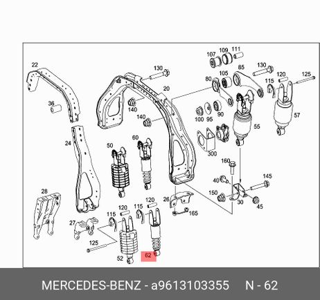 фото Mercedes A9613103355 Амортизатор опоры кабины задний Mercedes A9613103355 Амортизатор опоры кабины задний