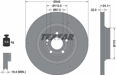 фото Textar 92307005 Диск тормозной высокоуглеродистый с покрытием pro+ | зад | Textar 92307005 Диск тормозной высокоуглеродистый с покрытием pro+ | зад |