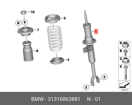 фото BMW 31 31 6 863 881 Амортизатор передний l | перед лев | BMW 31 31 6 863 881 Амортизатор передний l | перед лев |