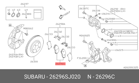 фото Subaru 26296-SJ020 Колодки тормозные передние к-кт forester 19my | перед | Subaru 26296-SJ020 Колодки тормозные передние к-кт forester 19my | перед |