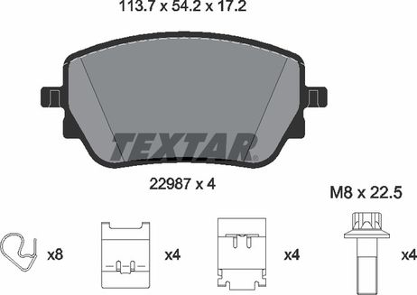 фото Textar 2298701 Колодки тормозные дисковые с противошумной пластиной Q+ | зад | Textar 2298701 Колодки тормозные дисковые с противошумной пластиной Q+ | зад |