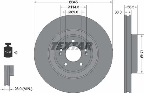 фото Textar 92314805 Диск тормозной высокоуглеродистый с покрытием pro+ | перед | Textar 92314805 Диск тормозной высокоуглеродистый с покрытием pro+ | перед |