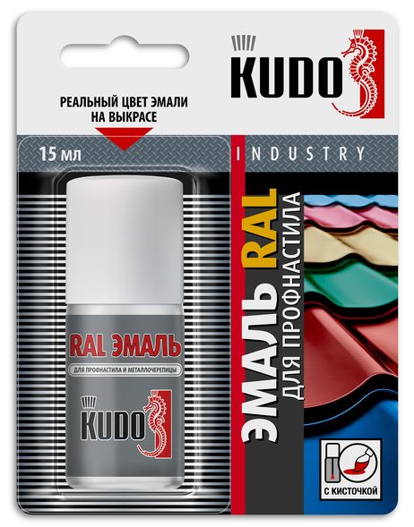 фото KUDO KU-7RAL6005 Эмаль RAL ремонтная для профнастила и металлочерепицы с кисточкой RAL 6005 Зелёный мох 15 мл KUDO KU-7RAL6005 Эмаль RAL ремонтная для профнастила и металлочерепицы с кисточкой RAL 6005 Зелёный мох 15 мл