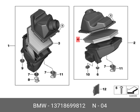 фото BMW 13718699812 Фильтр воздушный BMW 13718699812 Фильтр воздушный