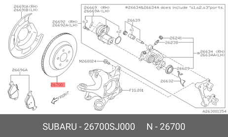 фото Subaru 26700SJ000 Тормозной диск, задний / brake disc r | зад | Subaru 26700SJ000 Тормозной диск, задний / brake disc r | зад |